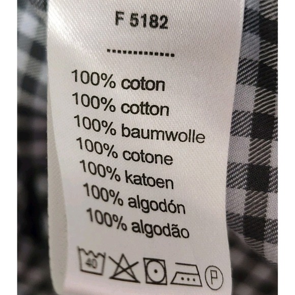 Lacoste Men's 44 XL Slim Fit Gingham Gray Plaid Long Sleeve Button Up Shirt - Picture 8 of 9